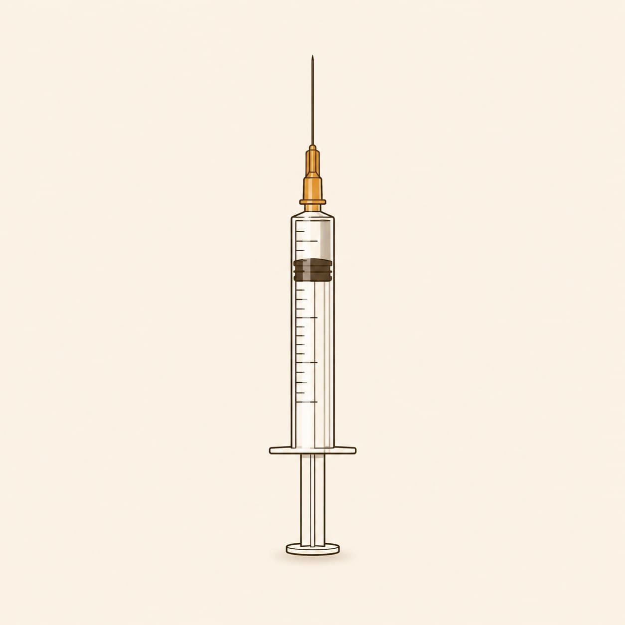 Seringue préparée dans un contexte pédagogique de calcul de doses